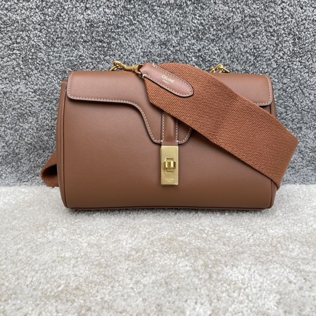 Celine original calfskin small soft 16 bag 196853 tan