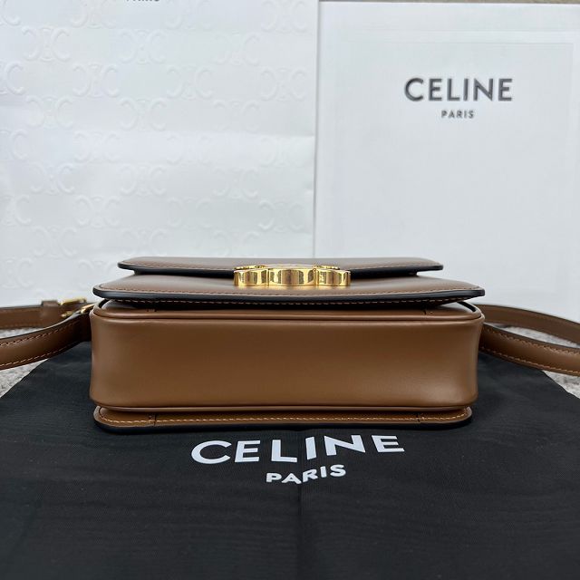 Celine original calfskin small triomphe bag 188423 dark brown
