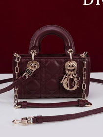 Dior original lambskin lady D-Joy micro bag S0910 bordeaux