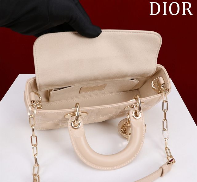 Dior original lambskin small lady D-Joy bag M0613 beige