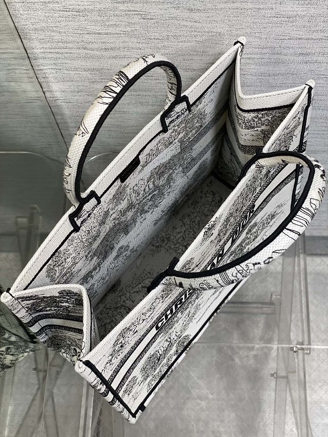 Dior original cotton large book tote bag M1286 white&black