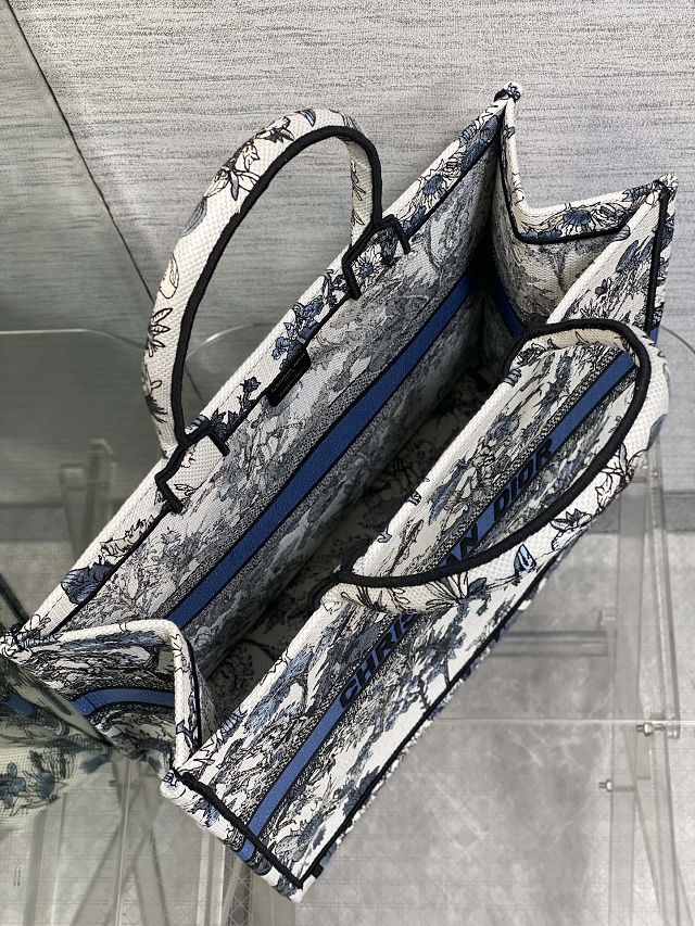 Dior original cotton large book tote bag M1286 white&blue