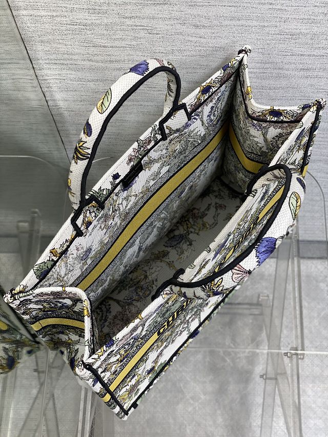 Dior original cotton large book tote bag M1286 white&yellow