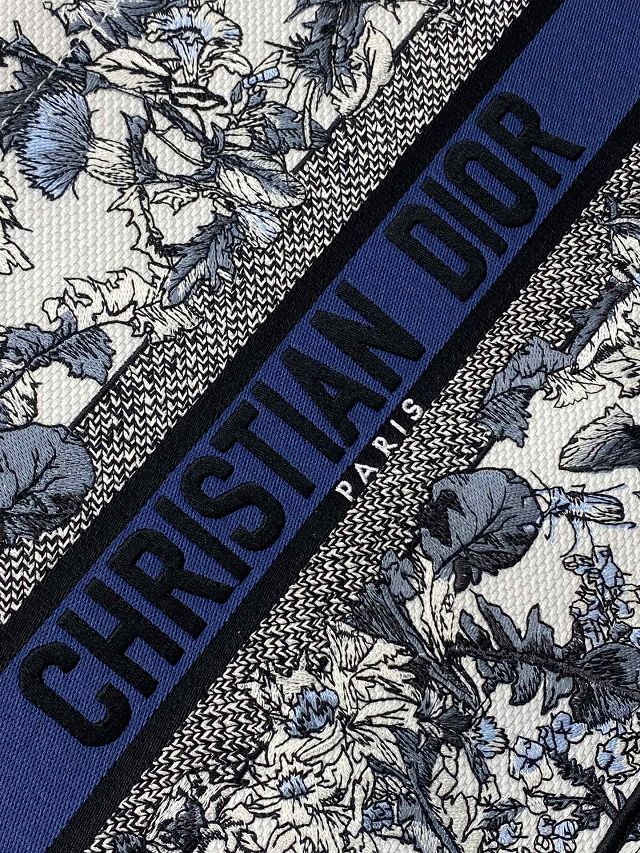Dior original cotton medium book tote bag M1296 white&blue