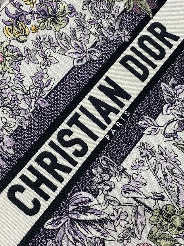 Dior original cotton medium book tote bag M1296 white&purple