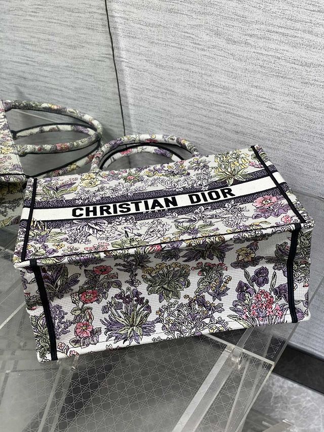 Dior original cotton medium book tote bag M1296 white&purple