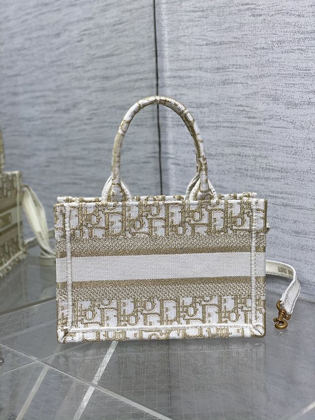 Dior original cotton mini book tote S5573 white&gold