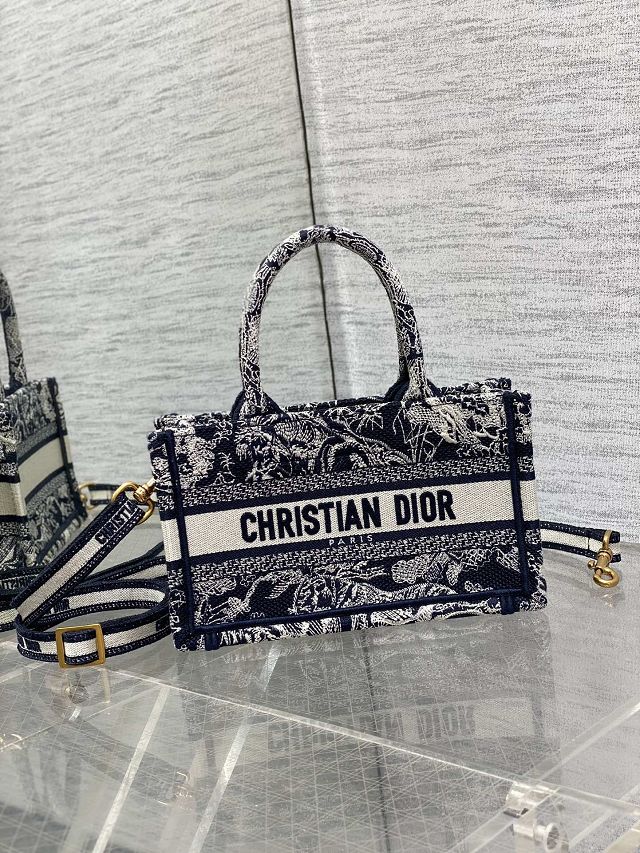 Dior original cotton mini book tote S5573-2 blue
