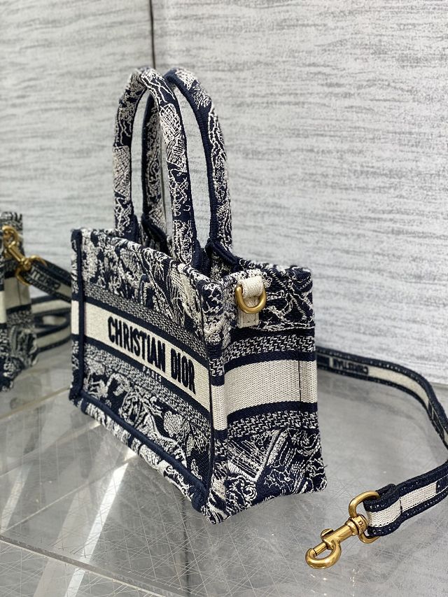 Dior original cotton mini book tote S5573-2 blue