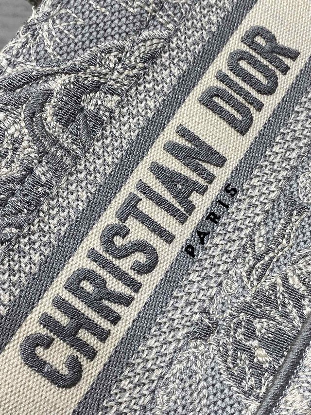 Dior original cotton mini book tote S5573-2 grey