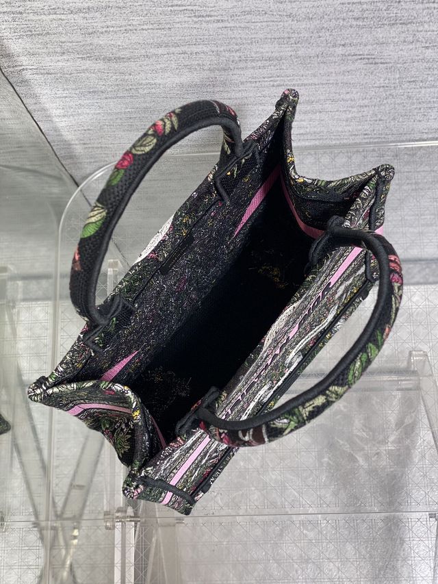 Dior original cotton small book tote bag M1265 black&pink