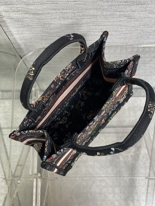 Dior original cotton small book tote bag M1265 black&pink