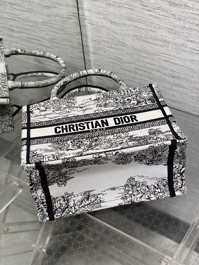 Dior original cotton small book tote bag M1265 black&white