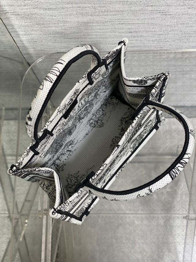 Dior original cotton small book tote bag M1265 black&white