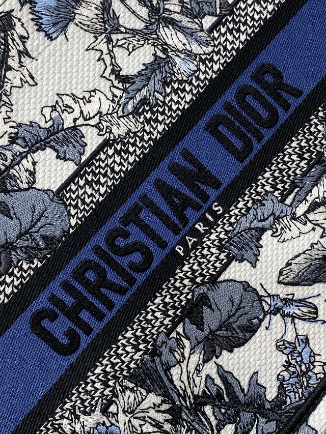 Dior original cotton small book tote bag M1265 white&blue