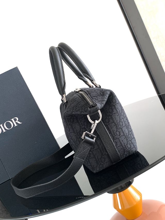 Dior original jacquard Weekender 25 handbag 1ESPO322 black