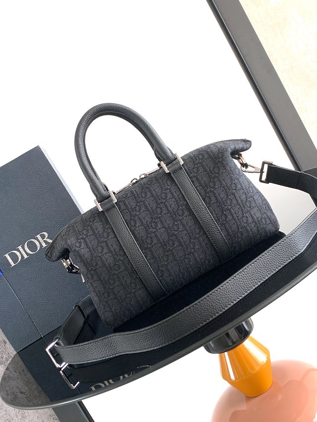 Dior original jacquard Weekender 25 handbag 1ESPO322 black