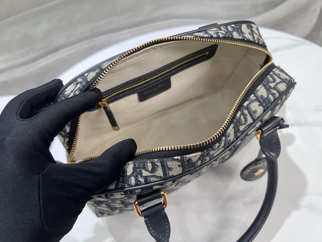 Dior original jacquard large d-vibe bowling bag M1341 blue