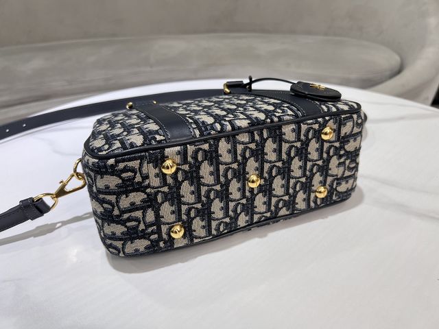 Dior original jacquard medium d-vibe bowling bag M1340 blue
