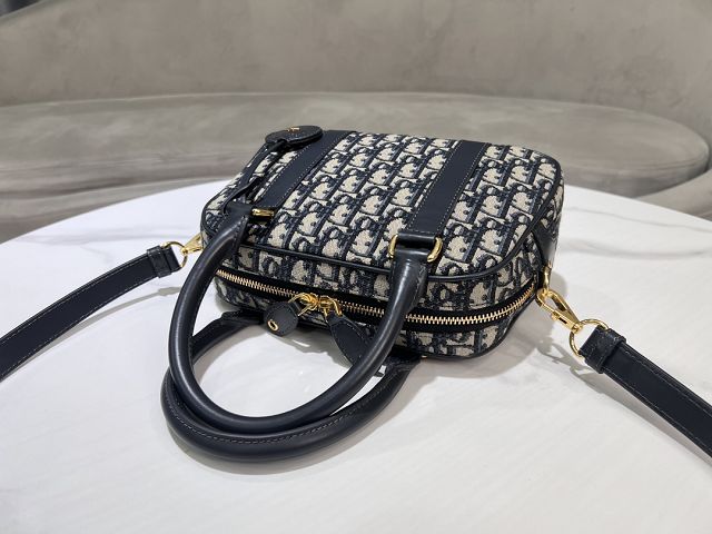 Dior original jacquard medium d-vibe bowling bag M1340 blue