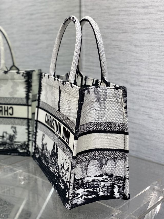 Dior original cotton medium book tote bag M1296 white