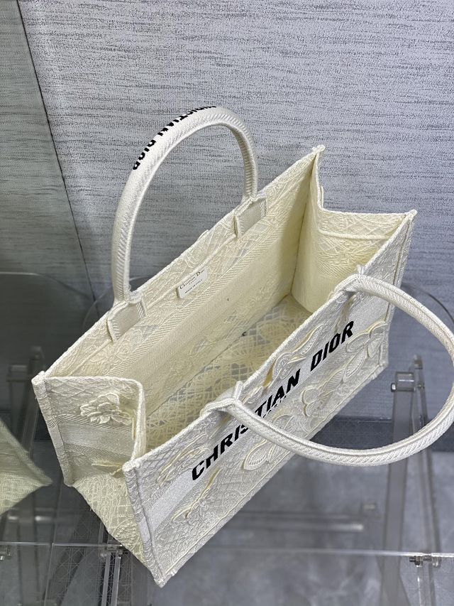 Dior original cotton medium book tote bag M1296 white