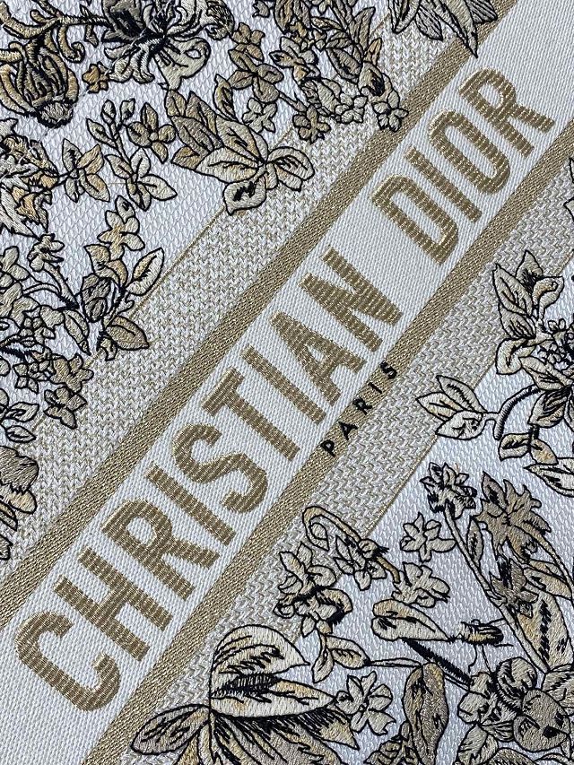 Dior original cotton medium book tote bag M1296 white&gold