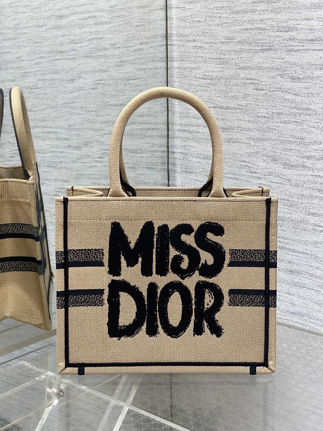 Dior original cotton small book tote bag M1265 apricot