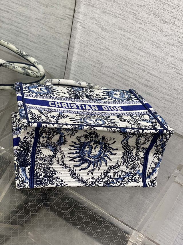 Dior original cotton small book tote bag M1265 blue