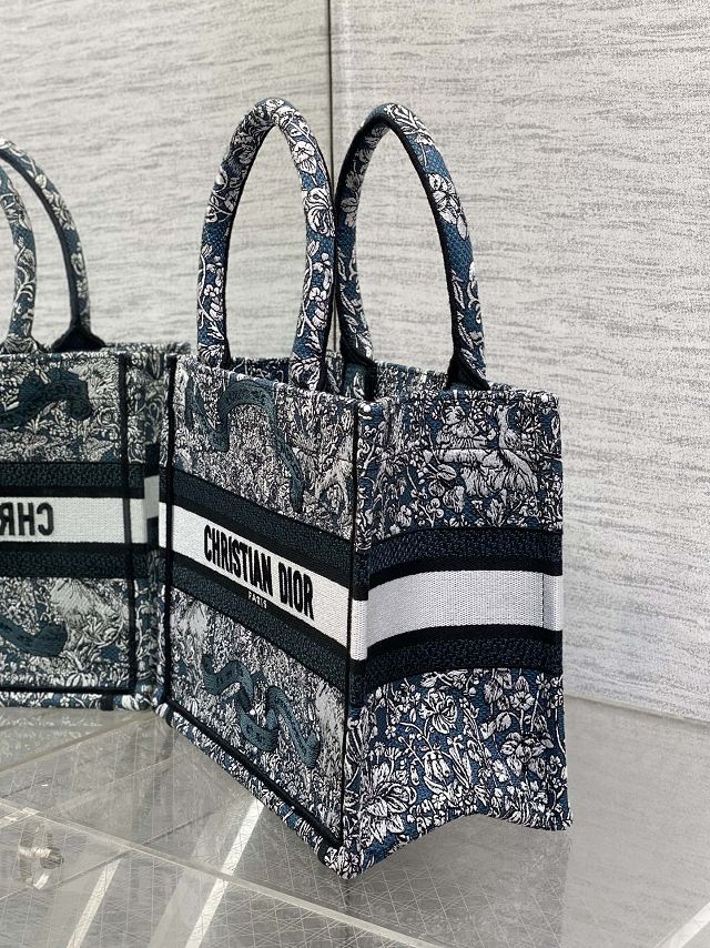 Dior original cotton small book tote bag M1265 blue