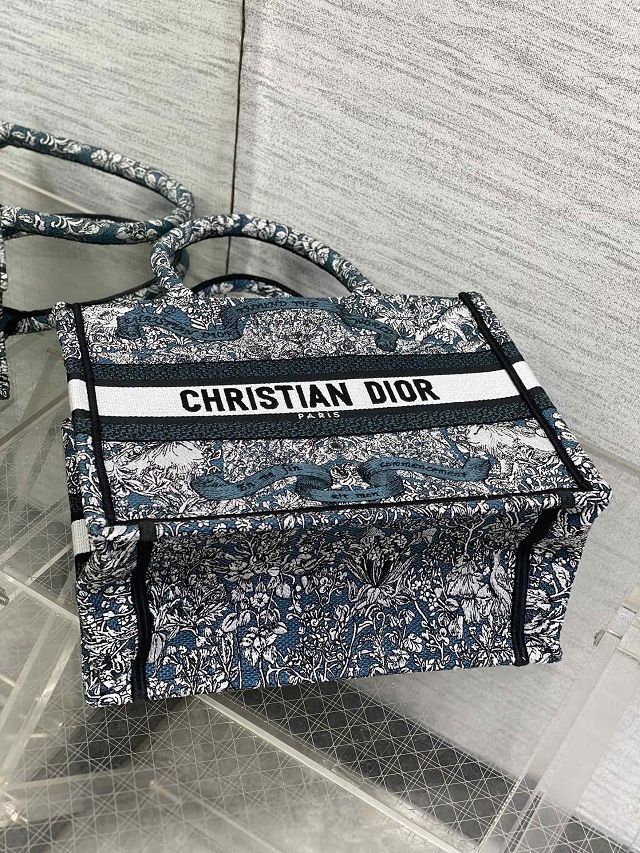 Dior original cotton small book tote bag M1265 blue