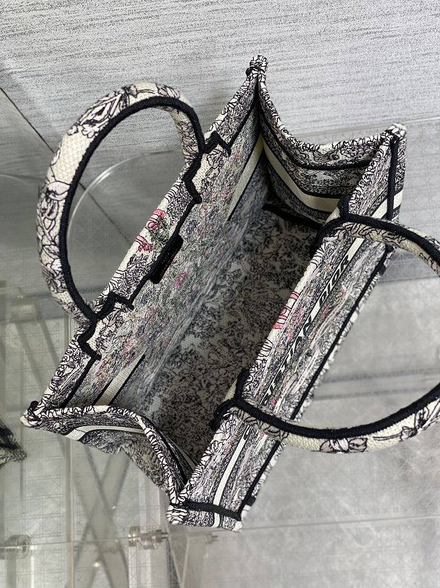 Dior original cotton small book tote bag M1265 white&black