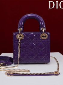 Dior original patent calfskin mini lady dior bag M0505 purple