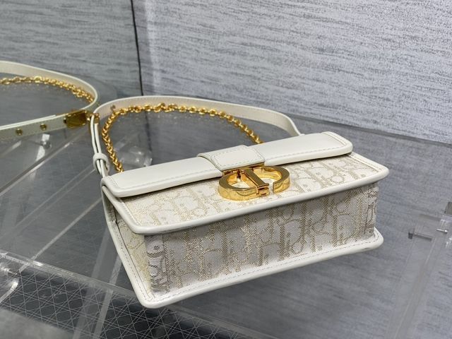 Dior original calfskin&cotton 30 montaigne east-west bag M9334 white