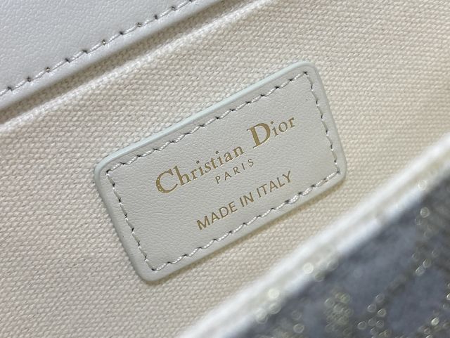 Dior original calfskin&cotton 30 montaigne east-west bag M9334 white