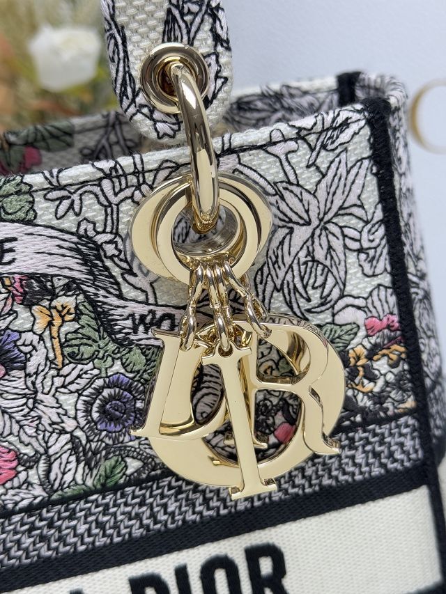 Dior original cotton medium lady bag M0565 black