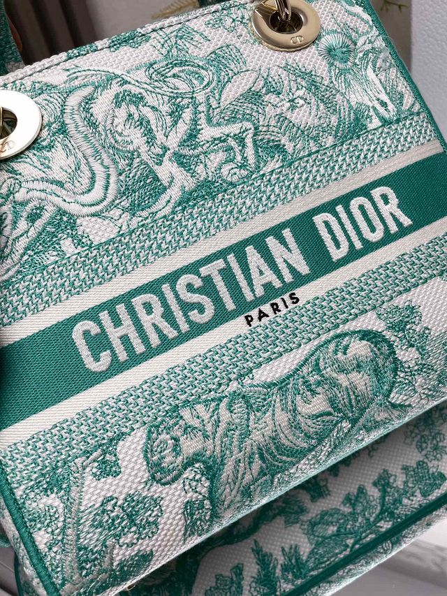 Dior original cotton medium lady bag M0565 green