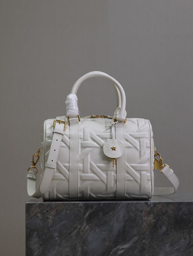 Dior original calfskin groove 25 bag M1365-2 white