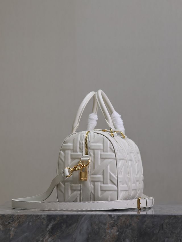 Dior original calfskin groove 25 bag M1365-2 white