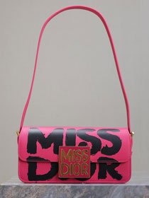 Dior original calfskin miss dior flap bag M2610 rose red