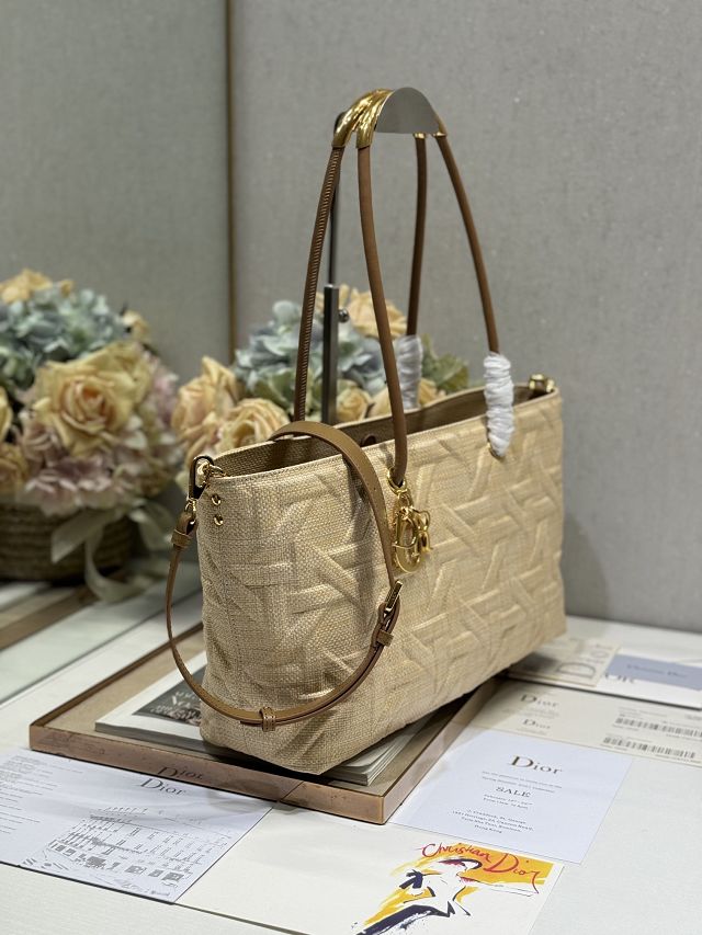 Dior original raffia medium toujours tote bag M1166 apricot