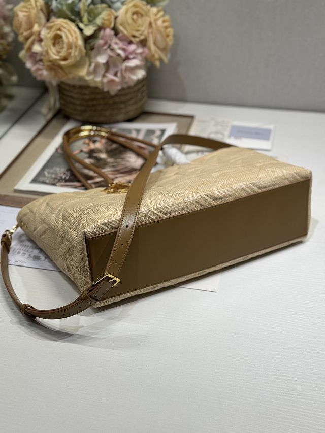 Dior original raffia medium toujours tote bag M1166 apricot