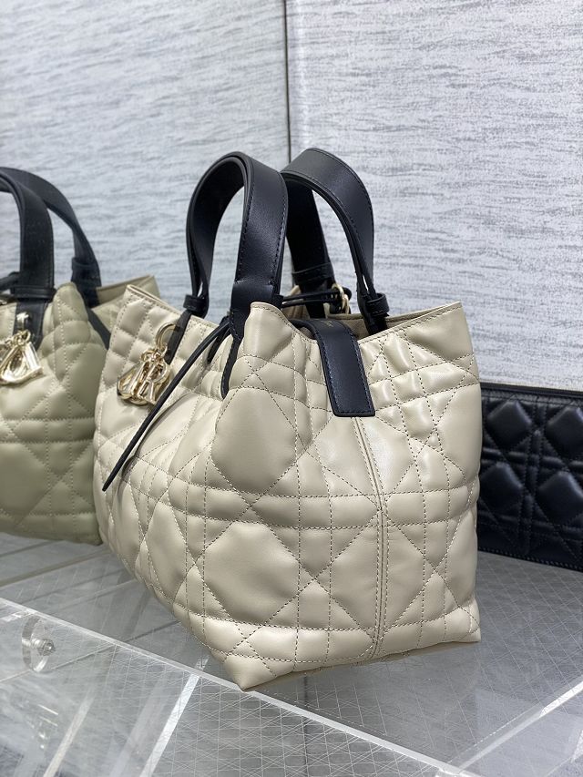 Dior original calfskin medium toujours bag M2821 beige&black