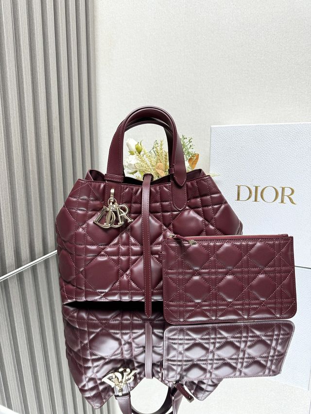 Dior original calfskin medium toujours bag M2821 bordeaux