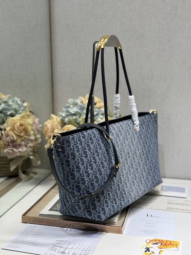 Dior original denim large toujours tote bag M1167 blue