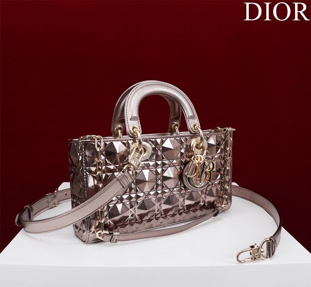 Dior original calfskin medium lady D-Joy bag M0540 brozen