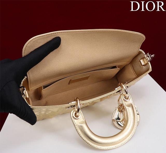 Dior original calfskin medium lady D-Joy bag M0540 gold