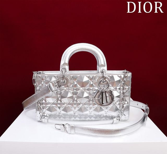 Dior original calfskin medium lady D-Joy bag M0540 silver