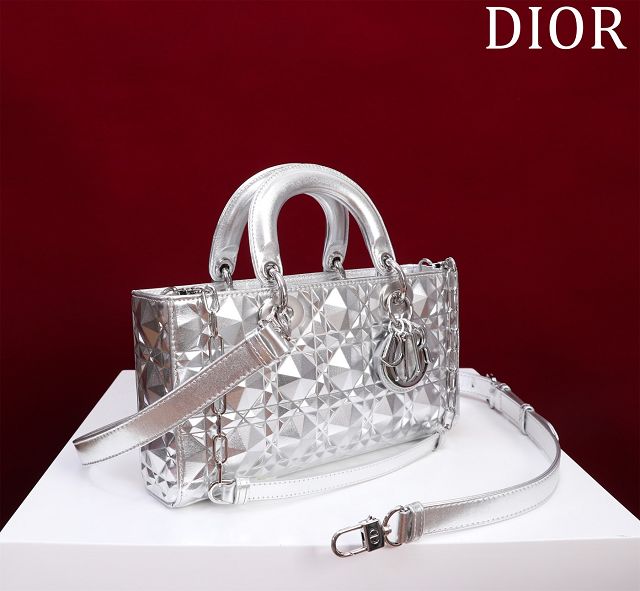Dior original calfskin medium lady D-Joy bag M0540 silver