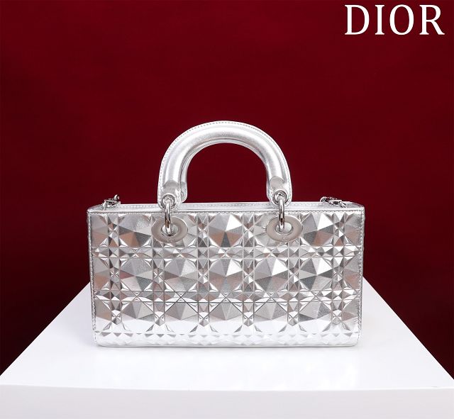 Dior original calfskin medium lady D-Joy bag M0540 silver